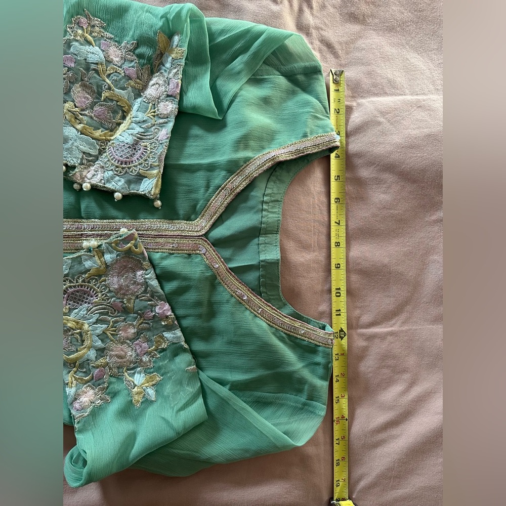 Elegant Sage Green Embroidered Women’s Dress - Picture 2 of 8
